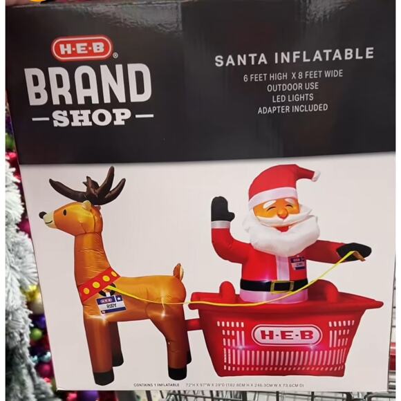 HEB H-E-B Santa Clause and Rudy Holiday Christmas Inflatable NIB - Picture 1 of 2